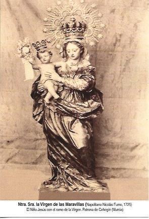 POSTAL A6997: Detalle de la Virgen de las Maravillas de Napolitano Farno. Cehegin, Murcia