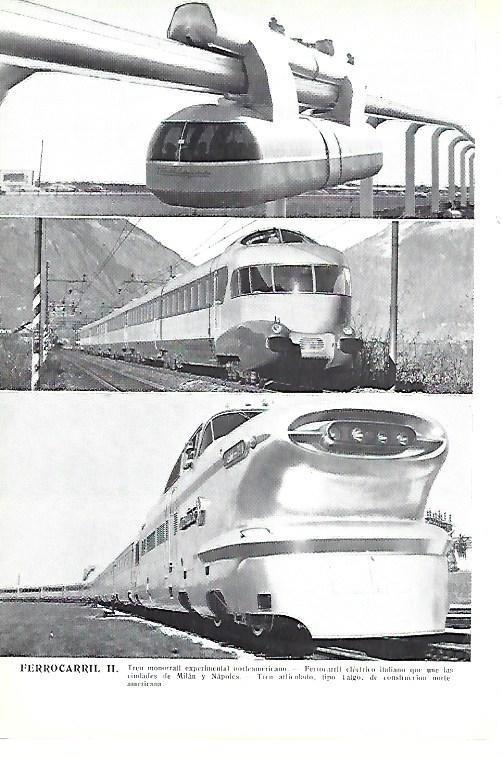 LAMINA ESPASA 40396: Tren de Estados Unidos, Ferrocarril de Italia y Tren tipo Talgo