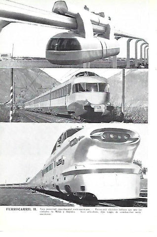 LAMINA ESPASA 40396: Tren de Estados Unidos, Ferrocarril de Italia y Tren tipo Talgo
