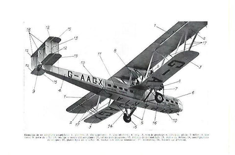LAMINA ESPASA 40448: Elementos de un aeroplano sesquiplano
