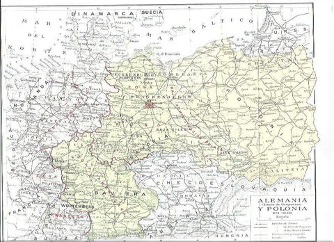 LAMINA ESPASA 40451: Mapa de 1949 de la Polonia ocupada por la Alemania Nazi
