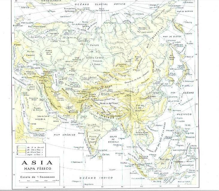 LAMINA ESPASA 40453: Mapa fisico de Asia