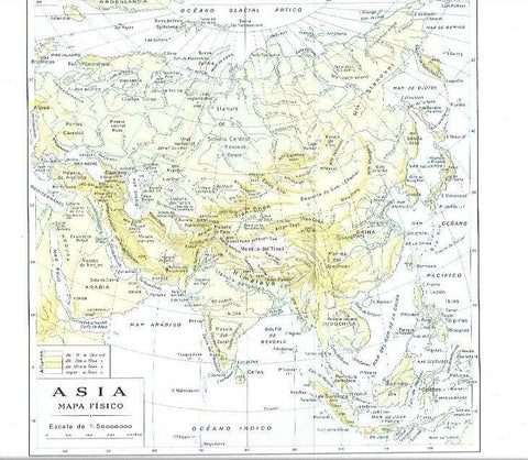 LAMINA ESPASA 40453: Mapa fisico de Asia