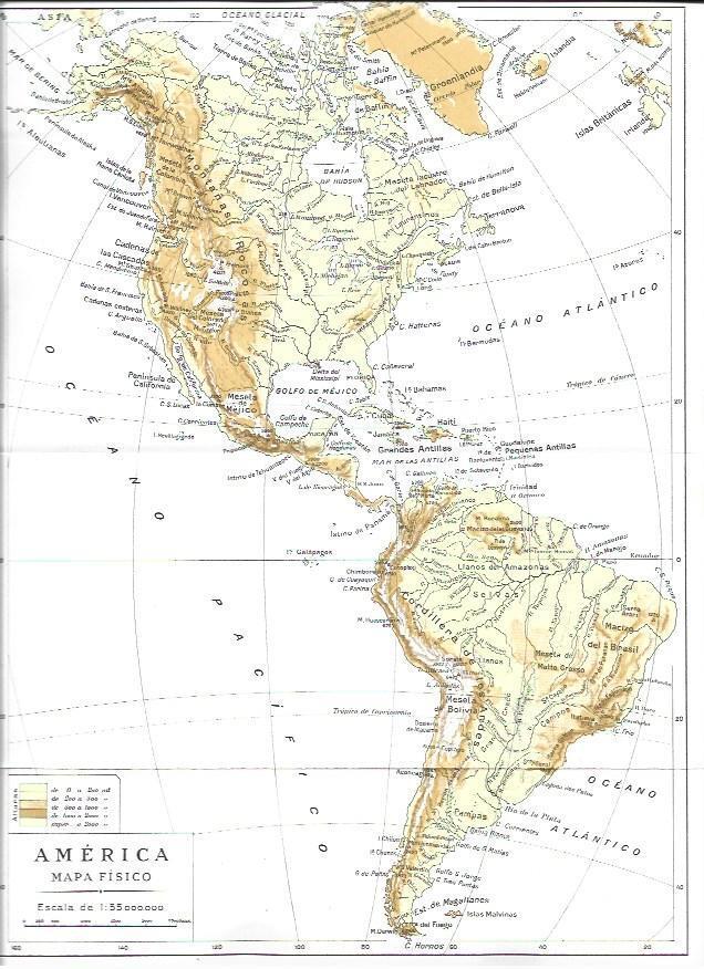LAMINA ESPASA 40458: Mapa fisico de America
