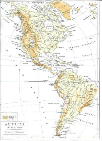 LAMINA ESPASA 40458: Mapa fisico de America