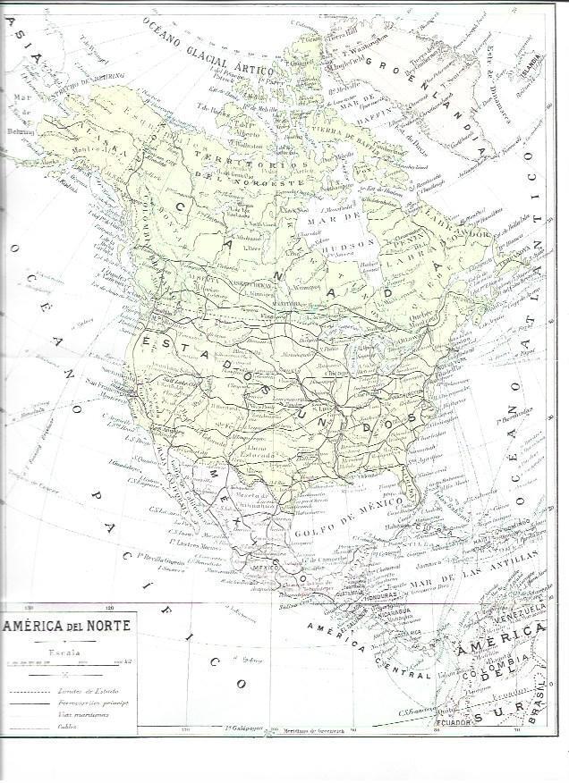 LAMINA ESPASA 40459: Mapa de America del Norte