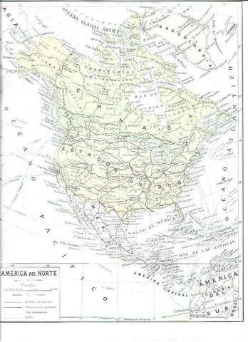 LAMINA ESPASA 40459: Mapa de America del Norte
