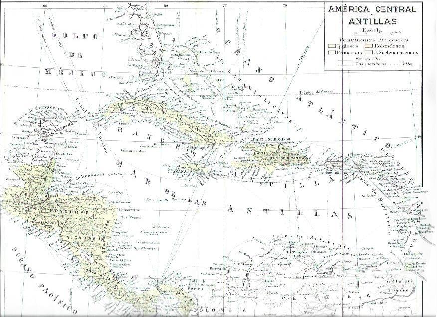 LAMINA ESPASA 40460: Mapa de America Central y las Antillas