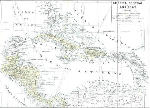 LAMINA ESPASA 40460: Mapa de America Central y las Antillas