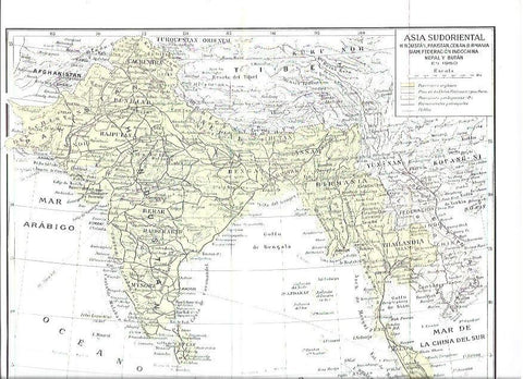 LAMINA ESPASA 40455: Mapa de Asia Sudoriental en 1950