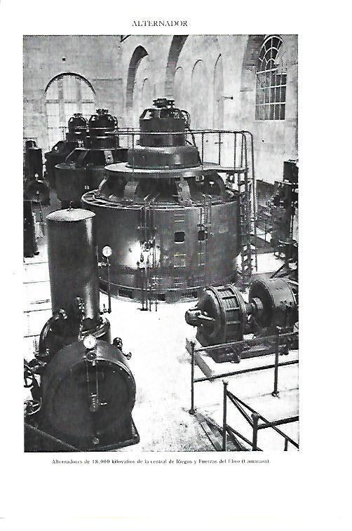 LAMINA ESPASA 40434: Alternadores de la central de Riegos y Fuerzas del Ebro