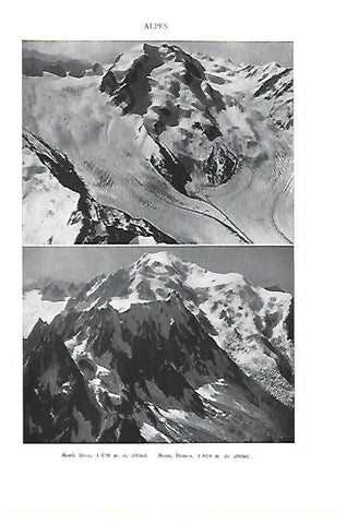 LAMINA ESPASA 40436: Monte Rosa y Monte Blanco de los Alpes