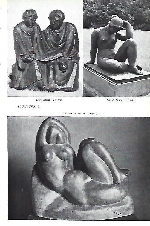 LAMINA ESPASA 40392: Lectores, por Barlach, Oceanida de Maillol y Mujer yacente de Archipenko