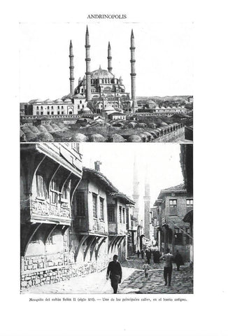 LAMINA ESPASA 40343: Mezquita y calle de Estambul (Andrinopolis)