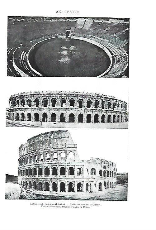 LAMINA ESPASA 40348: Anfiteatros de Pompeya, Nimes y Roma