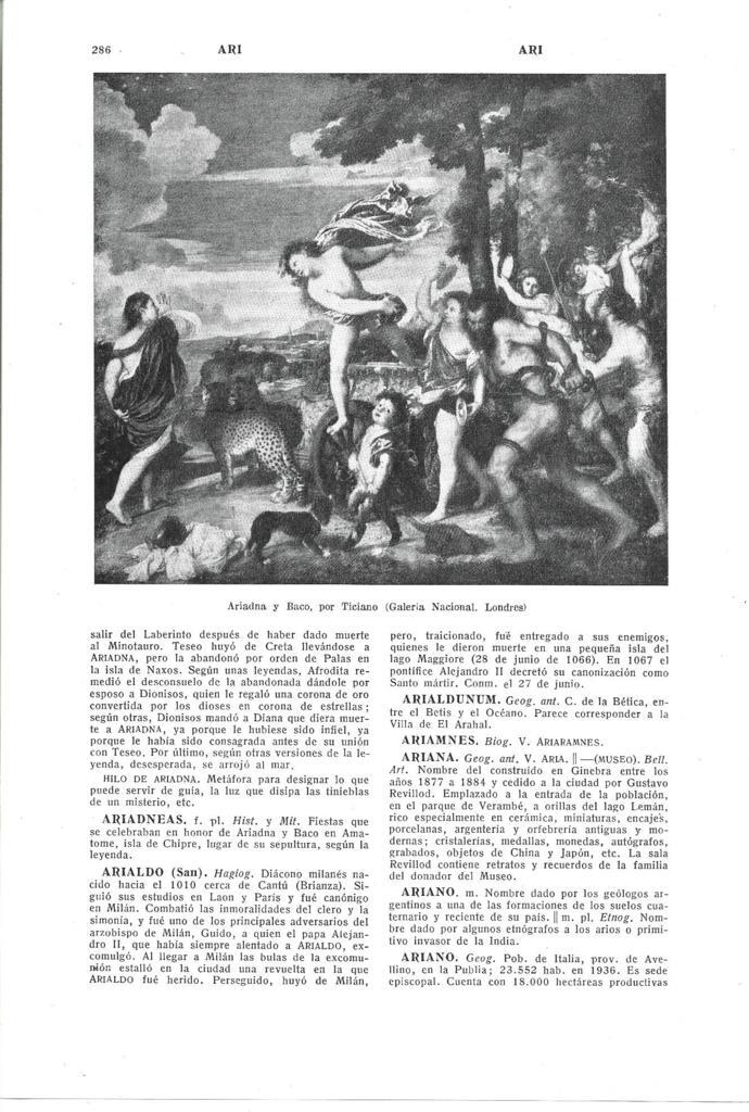 LAMINA ESPASA 40323: Ariadna y Baco , por Tiziano