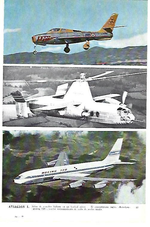 LAMINA ESPASA 40381: Avion de Italia, el Rotodyne y el Boeing 720