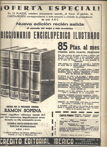 LAMINA 40970: Publicidad de Diccionario Enciclopedico Sopena