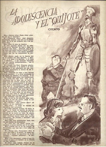LAMINA 40993: Ilustracion de Teodoro Delgado para La adolescencia y El Quijote