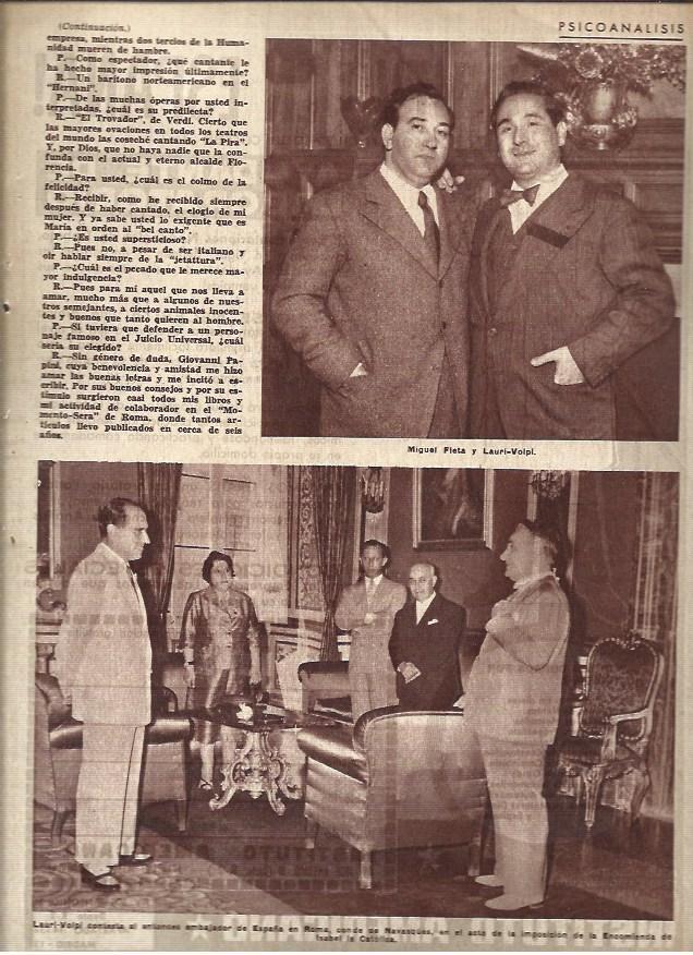 LAMINA 41065: Lauri Volpì con Miguel Fieta y con el embajador de España en Roma