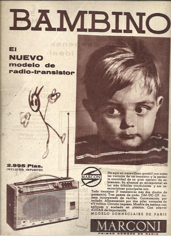LAMINA 41061: Publicidad de radio Bambino de Marconi