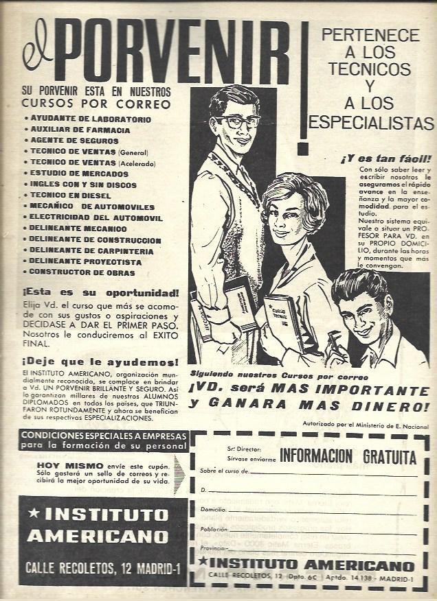 LAMINA 40882: Publicidad de Instituto Americano de Madrid
