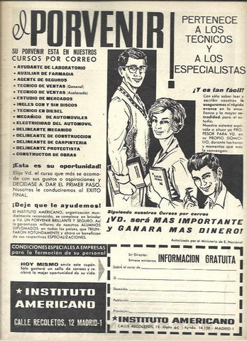 LAMINA 40882: Publicidad de Instituto Americano de Madrid