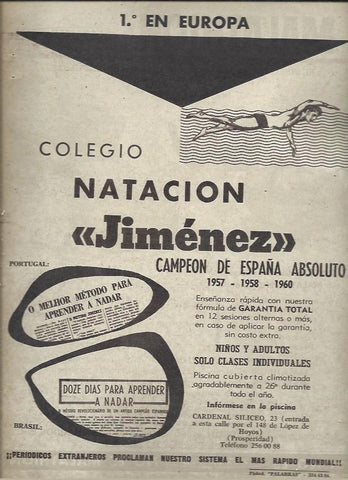 LAMINA 40931: Publicidad de Colegioo Natacion jimenez en Madrid