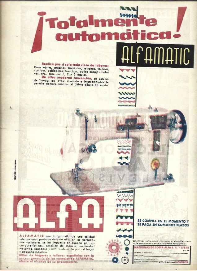LAMINA 40911: Publicidad de maquina de coser Alfa