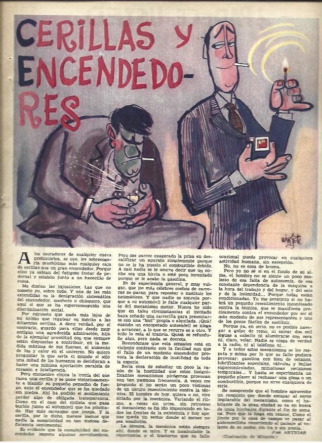LAMINA 40928: Cerillas y encendedores, ilustracion de Mingote