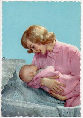 POSTAL PV13445: Mujer acunando a un bebe