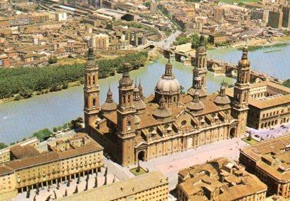 POSTAL PV13336: Basilica del Pilar vista aerea, Zaragoza