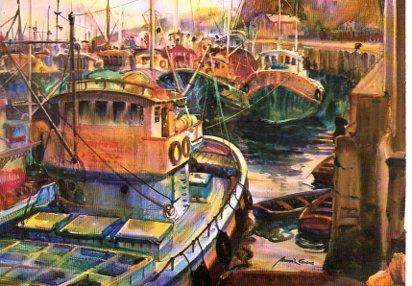 POSTAL PV13337: Bermeo por Xavier Marsa, acuarela