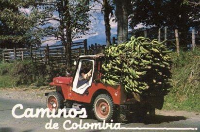 POSTAL PV13316: Jeep transportando platanos en Colombia