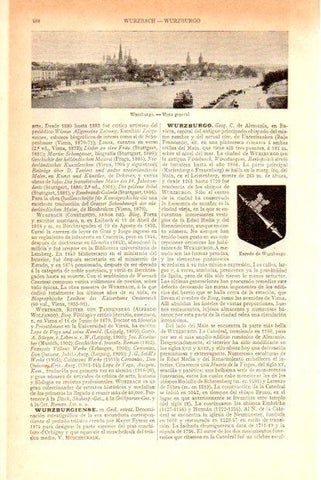 LAMINA ESPASA V51876: Vista general de Wurzburgo, Alemania