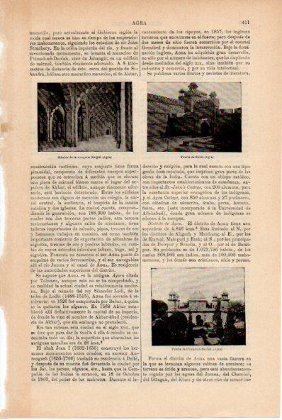 LAMINA ESPASA V52189: Puerta de Delhi y Mezquita Masjid en Agra, India