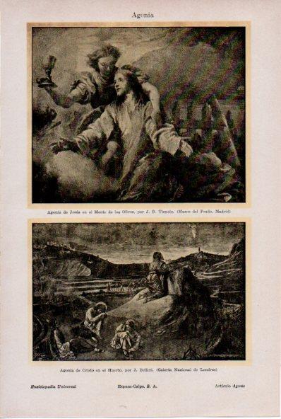 LAMINA ESPASA V52187: Agonia de Jesus por Tiepolo y Agonia de Cristo por Bellini