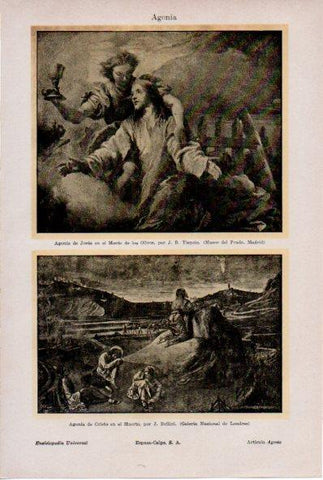 LAMINA ESPASA V52187: Agonia de Jesus por Tiepolo y Agonia de Cristo por Bellini