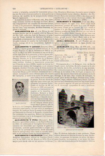 LAMINA ESPASA V52192: Iglesia de Agramunt e Ignacio Agramonte