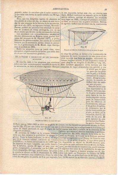LAMINA ESPASA V52149: Dirigible de Giffard con motor de vapor