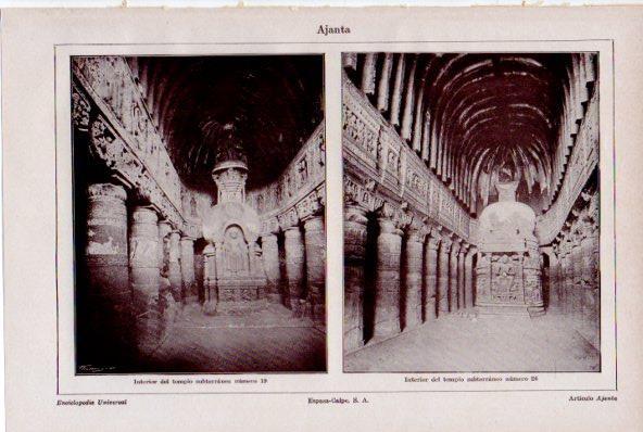 LAMINA ESPASA V52266: Templo de Ajanta, India
