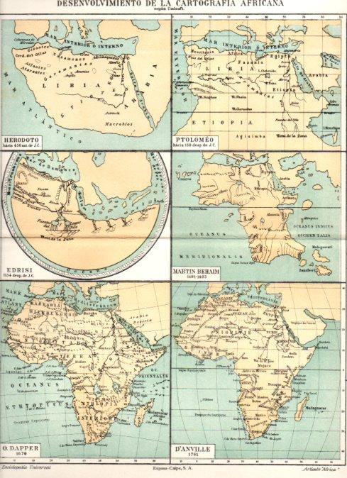 LAMINA ESPASA V52288: Mapas desenvolvimiento de la cartografia de Africa
