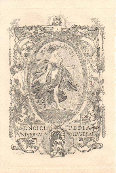 LAMINA ESPASA V52310: Frontispicio Enciclopedia Universal Ilustrada Espasa