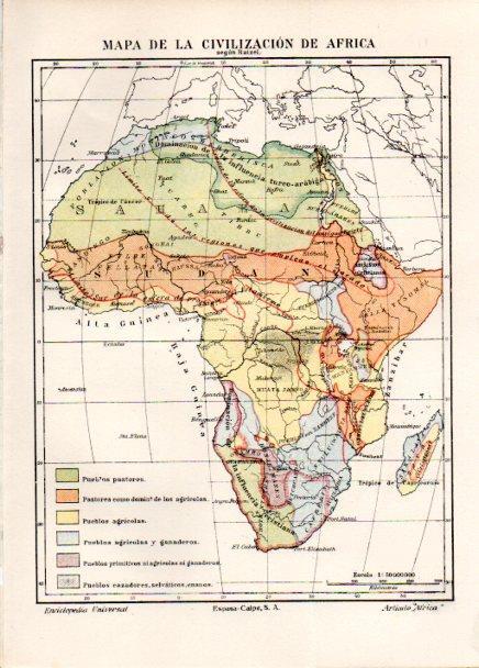 LAMINA ESPASA V52305: Mapa de la civilizacion de Africa