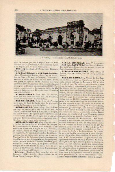 LAMINA ESPASA V52263: Arco y establecimiento termal en Aix-les-Bains