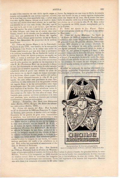 LAMINA ESPASA V52228: Aguilas heraldicas ex libris de la princesa Cecilia