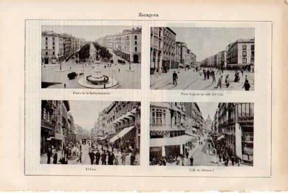 LAMINA ESPASA V51983: Paseo de la Independencia, calle del Coso y calle Alonso I de Zaragoza