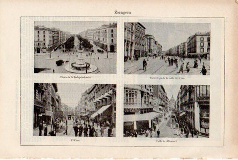 LAMINA ESPASA V51983: Paseo de la Independencia, calle del Coso y calle Alonso I de Zaragoza
