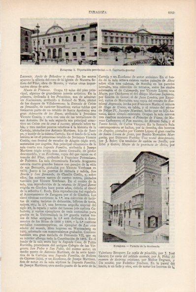 LAMINA ESPASA V51980: Diputacion y Capitania General en Zaragoza