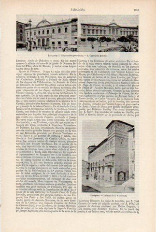 LAMINA ESPASA V51980: Diputacion y Capitania General en Zaragoza